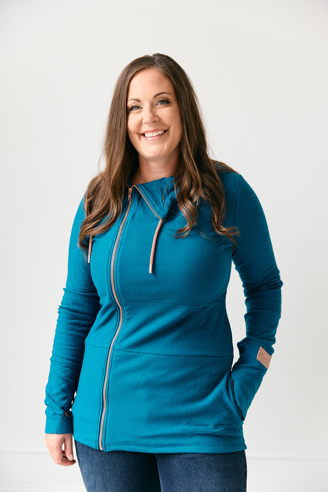 Full Zip- Moroccan Blue – Pink Cement