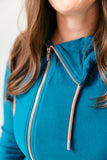 Full Zip- Moroccan Blue with Rose Gold