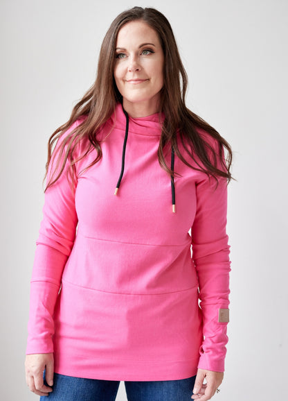 Hoody- Fandango Pink with Black