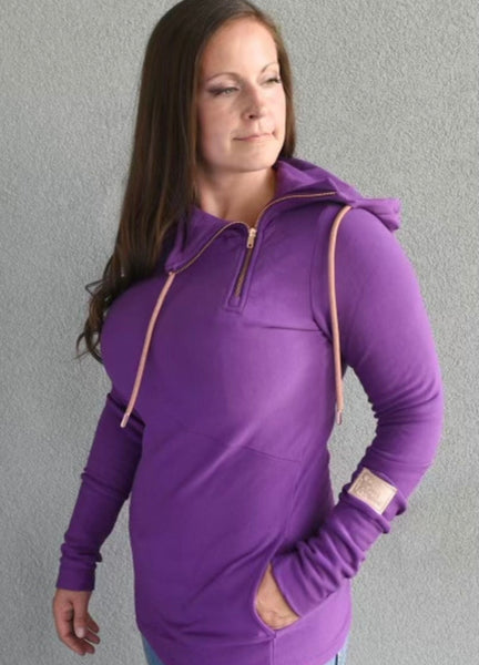 1/4 Zip- Deep Purple with Rose Gold