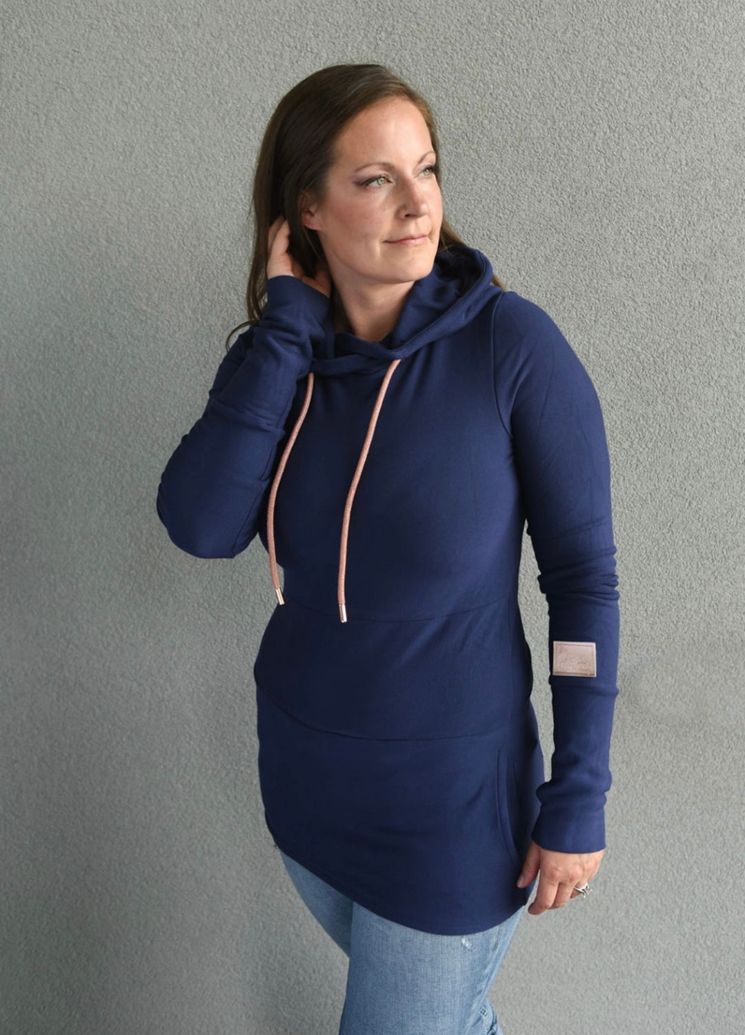 Hoody- Navy Blue with Rose Gold