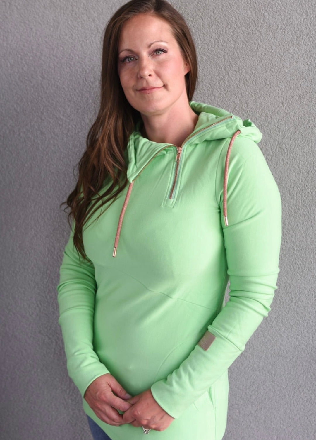 1/4 Zip- Lime with Rose Gold