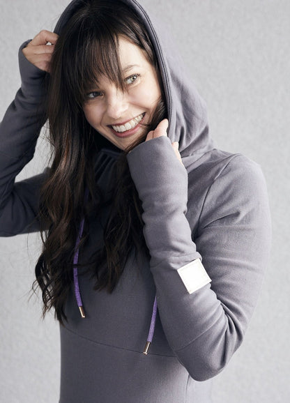 Hoody- Grey with Purple