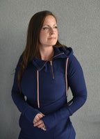 1/4 Zip- Navy with Rose Gold