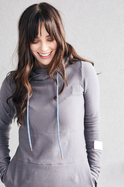 Hoody- Grey with Blue