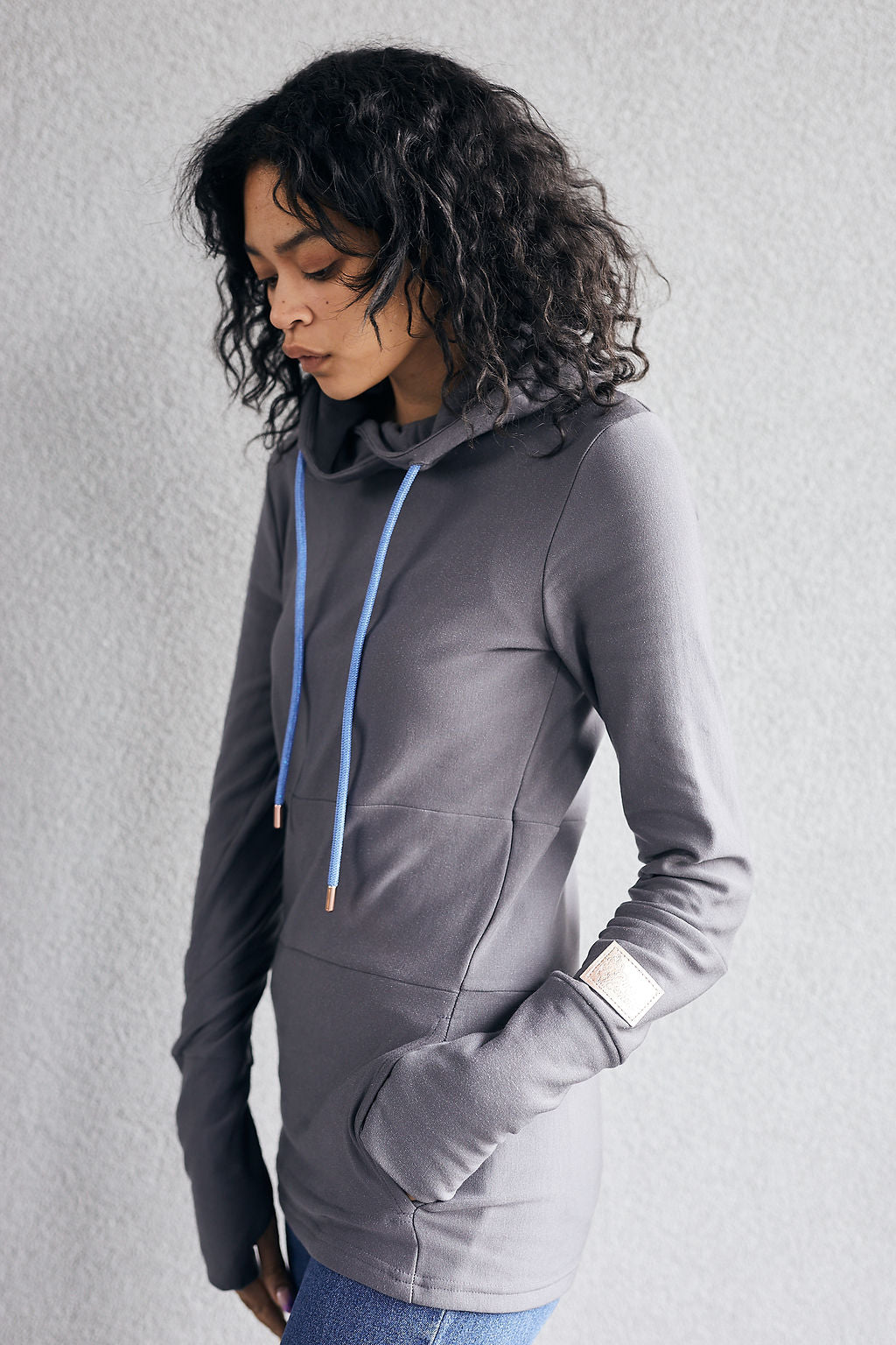 Hoody- Grey with Blue
