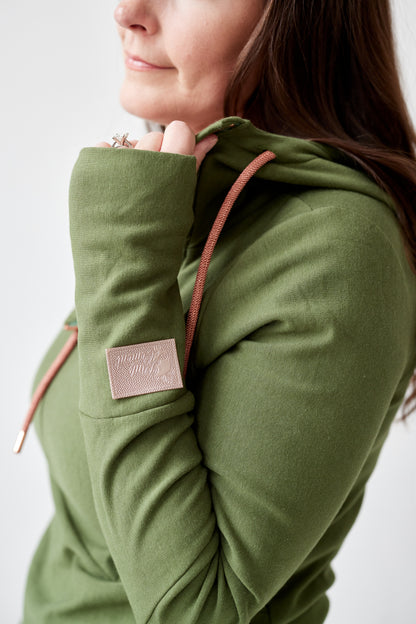 1/4 Zip- Moss with Rose Gold