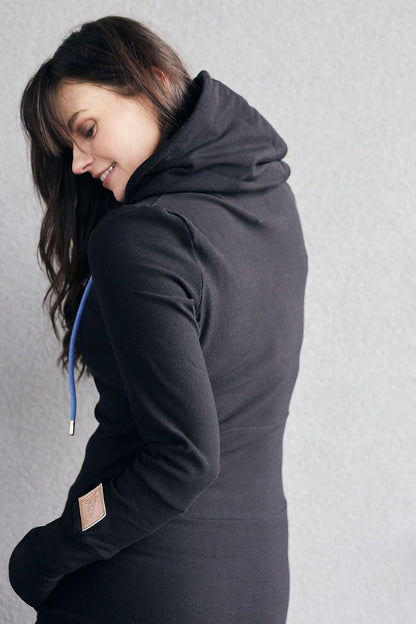 Hoody- Black with Blue