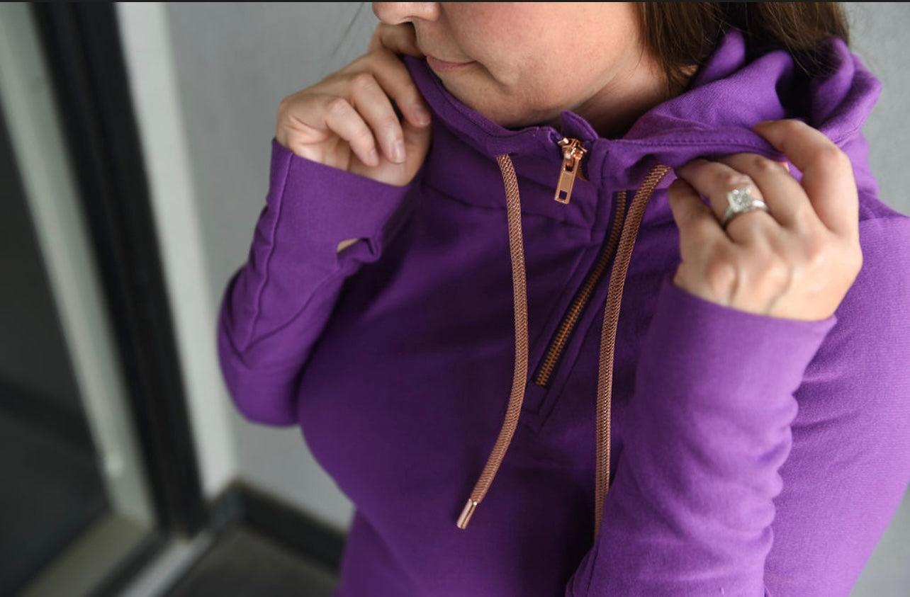 1/4 Zip- Deep Purple with Rose Gold