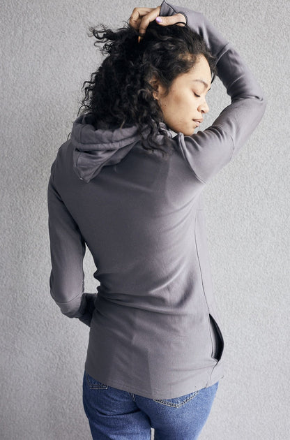 1/4 Zip- Grey with Blue