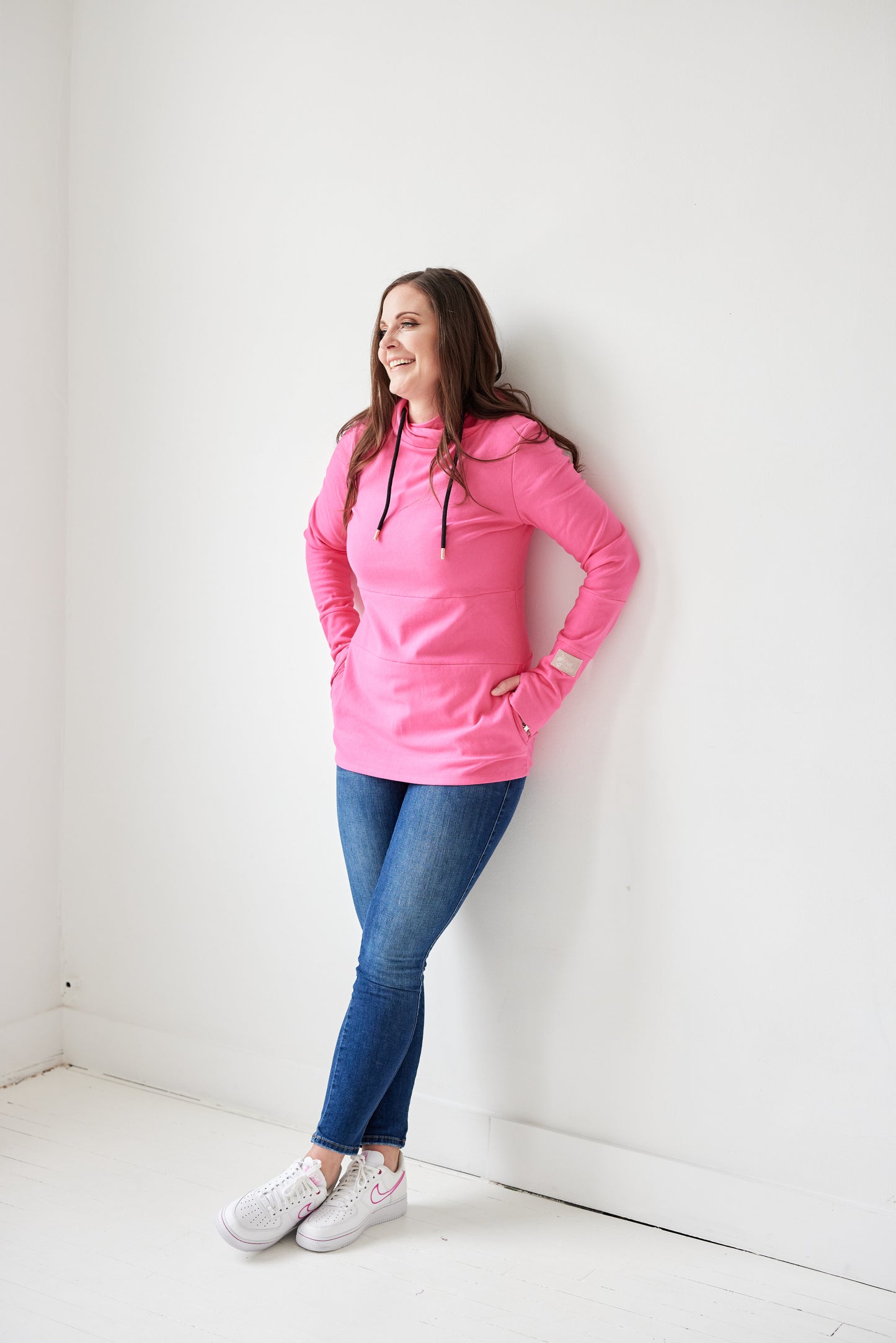 Hoody- Fandango Pink with Black
