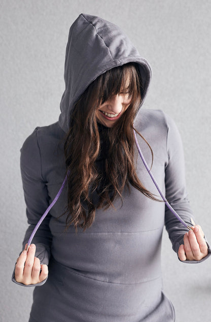 Hoody- Grey with Purple