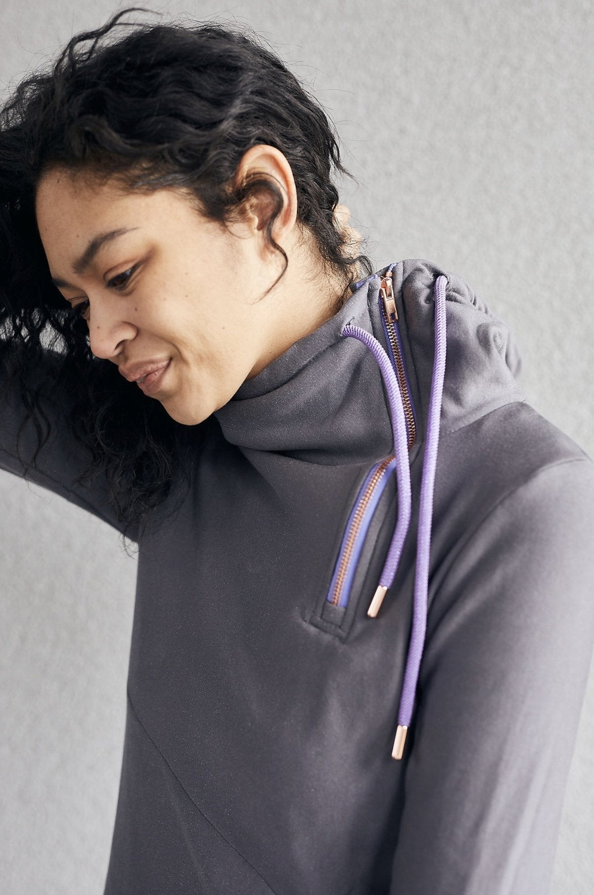 1/4 Zip- Grey with Purple