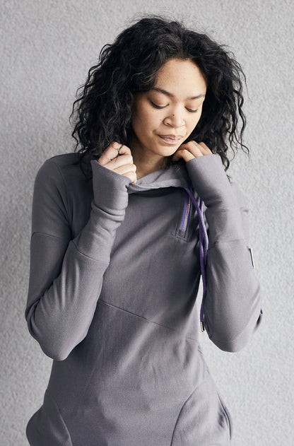 1/4 Zip- Grey with Purple