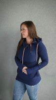 1/4 Zip- Navy with Rose Gold