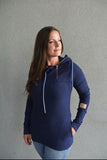 1/4 Zip- Navy with Blue