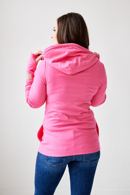 1/4 Zip- Fandango Pink with Black