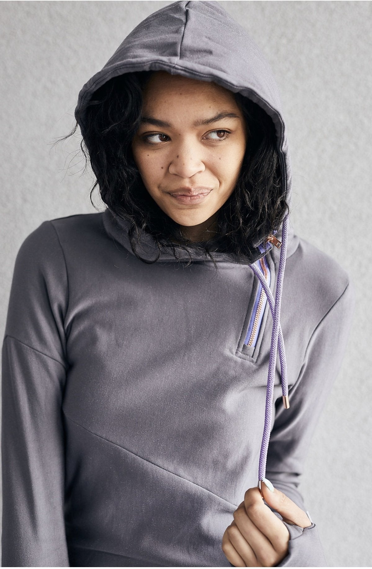 1/4 Zip- Grey with Purple