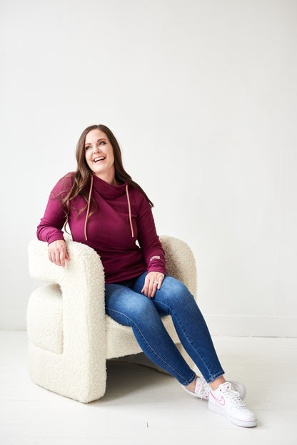 Hoody- Merlot with Rose Gold