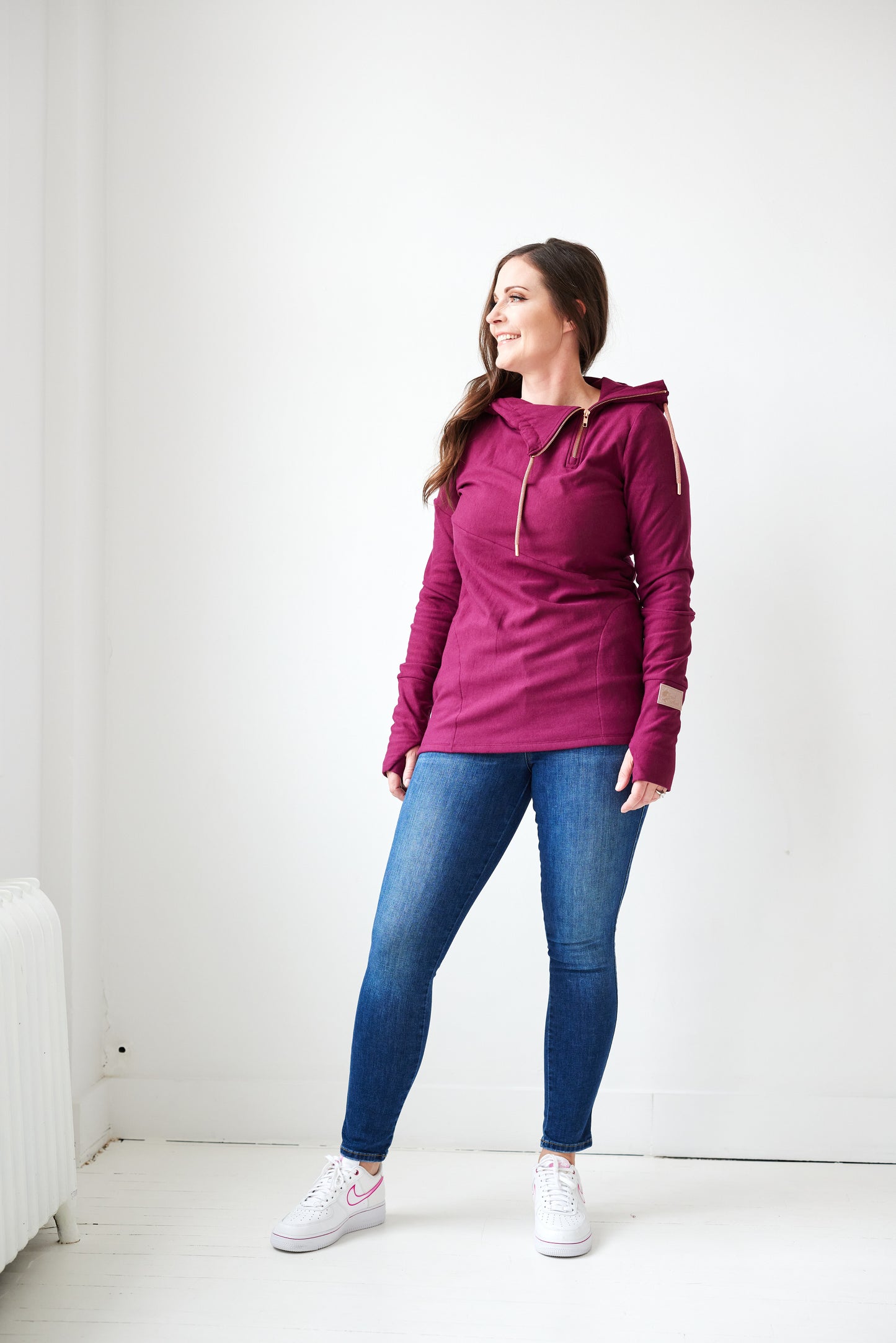 1/4 Zip- Merlot with Rose Gold