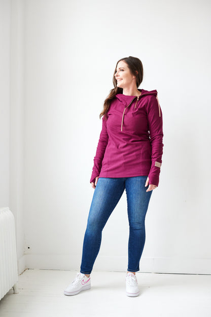 1/4 Zip- Merlot with Rose Gold