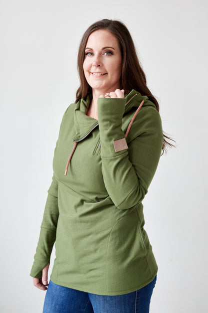 1/4 Zip- Moss with Rose Gold