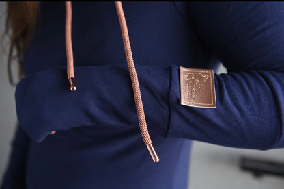 Hoody- Navy Blue with Rose Gold