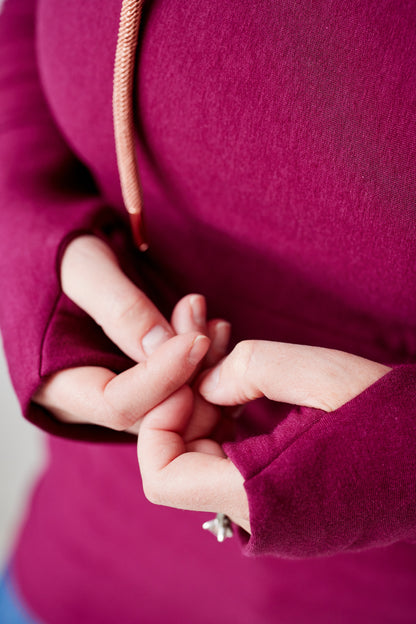 Hoody- Merlot with Rose Gold