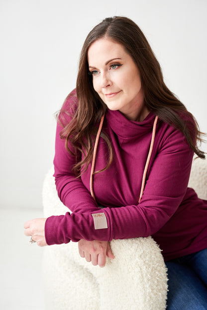 Hoody- Merlot with Rose Gold