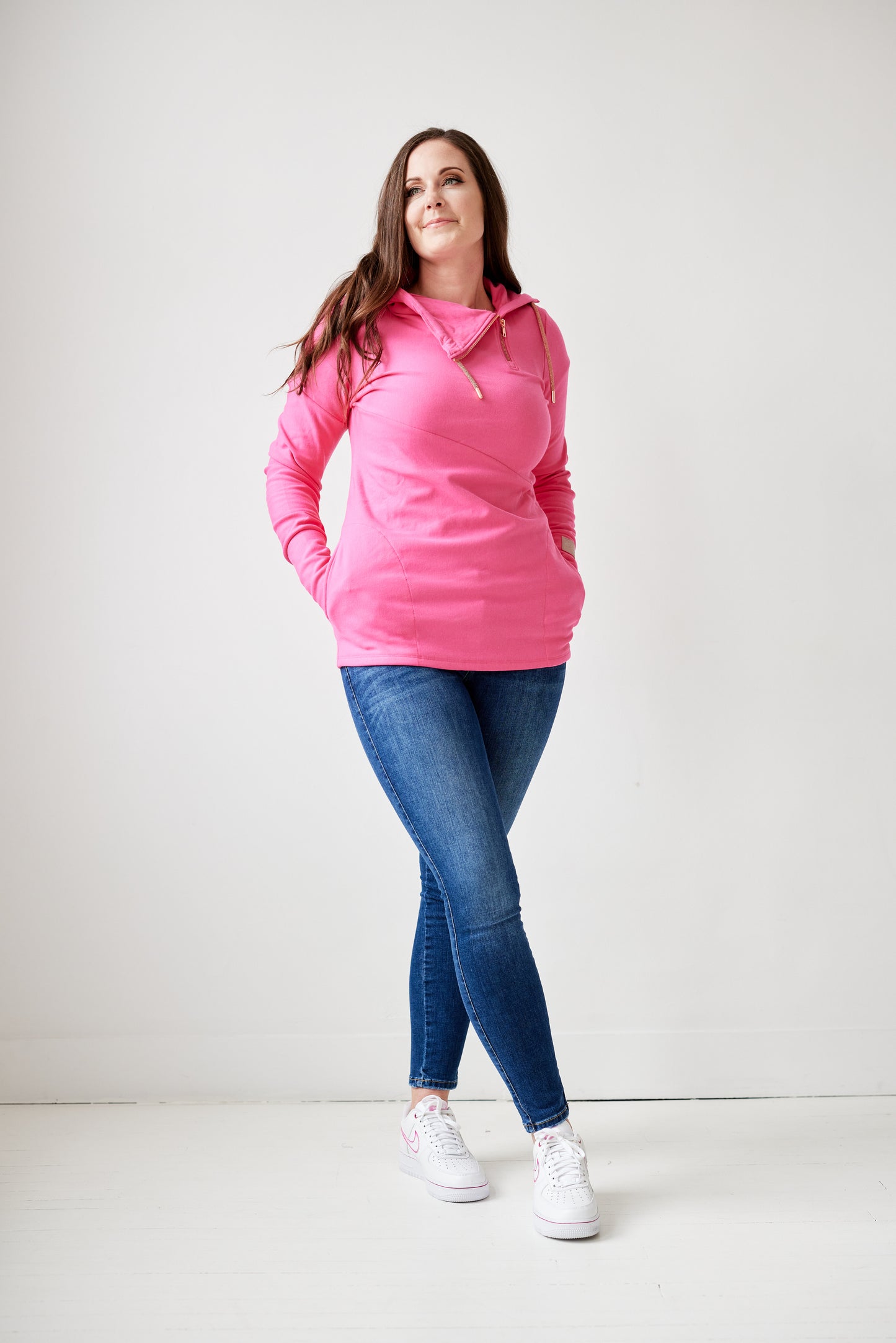 1/4 Zip- Fandango Pink with Rose Gold