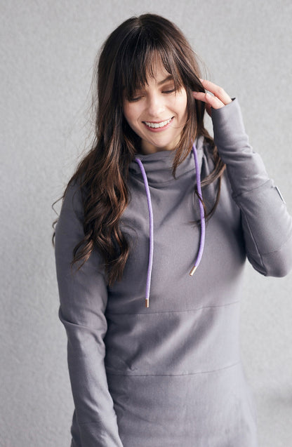 Hoody- Grey with Purple