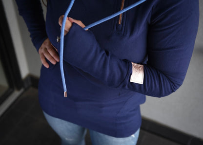 1/4 Zip- Navy with Blue