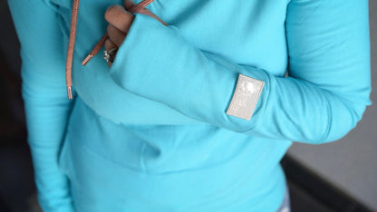Hoody- Aqua with Rose Gold
